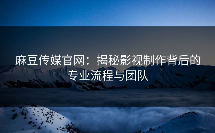 麻豆传媒官网：揭秘影视制作背后的专业流程与团队