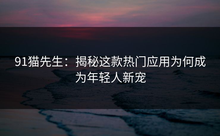 91猫先生：揭秘这款热门应用为何成为年轻人新宠